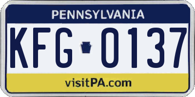 PA license plate KFG0137