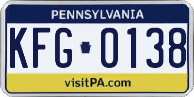 PA license plate KFG0138