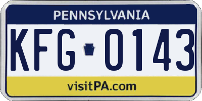 PA license plate KFG0143