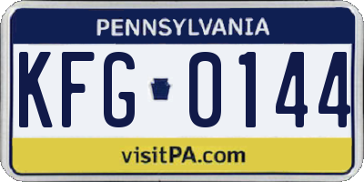 PA license plate KFG0144