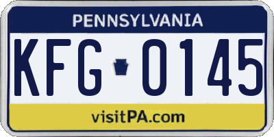 PA license plate KFG0145