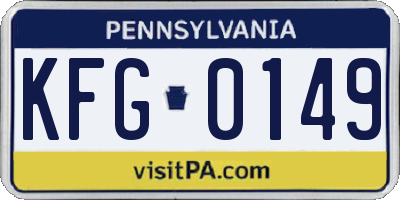 PA license plate KFG0149