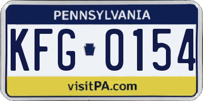 PA license plate KFG0154