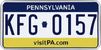 PA license plate KFG0157