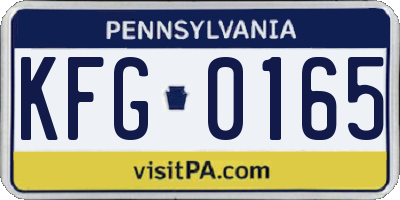 PA license plate KFG0165