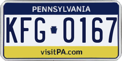 PA license plate KFG0167