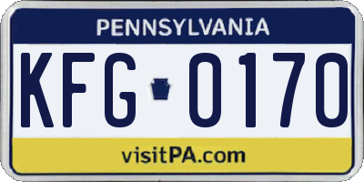 PA license plate KFG0170