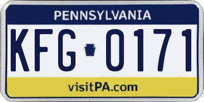 PA license plate KFG0171