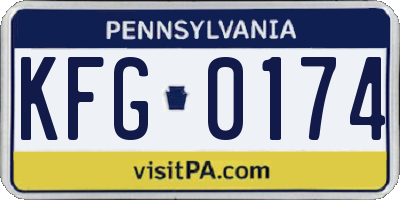 PA license plate KFG0174