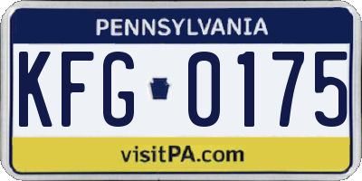 PA license plate KFG0175