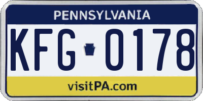 PA license plate KFG0178