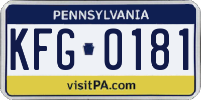PA license plate KFG0181