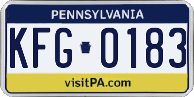 PA license plate KFG0183