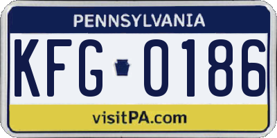 PA license plate KFG0186