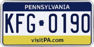 PA license plate KFG0190
