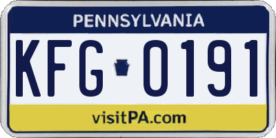 PA license plate KFG0191