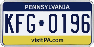 PA license plate KFG0196