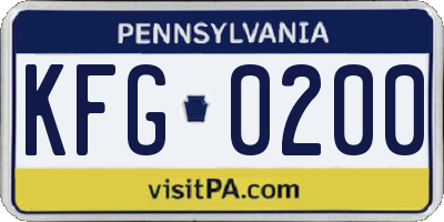 PA license plate KFG0200