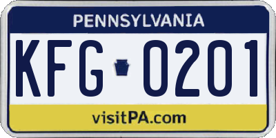 PA license plate KFG0201