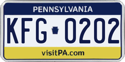 PA license plate KFG0202
