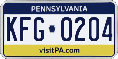 PA license plate KFG0204