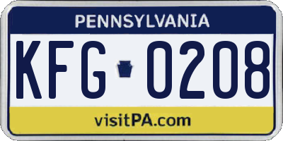 PA license plate KFG0208