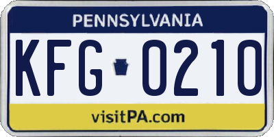 PA license plate KFG0210