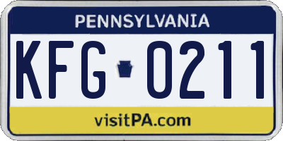 PA license plate KFG0211
