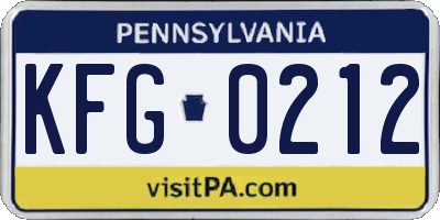 PA license plate KFG0212