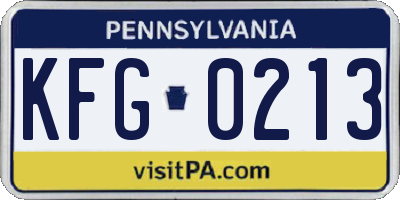PA license plate KFG0213