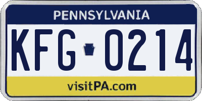 PA license plate KFG0214