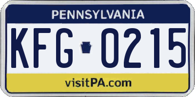 PA license plate KFG0215