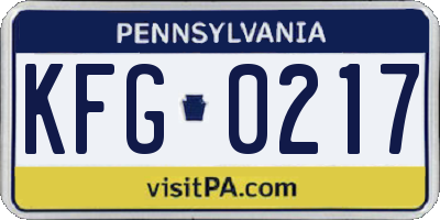 PA license plate KFG0217