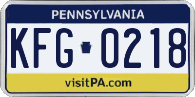 PA license plate KFG0218