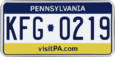 PA license plate KFG0219