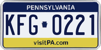 PA license plate KFG0221