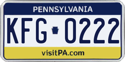 PA license plate KFG0222