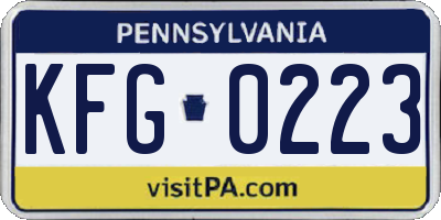 PA license plate KFG0223