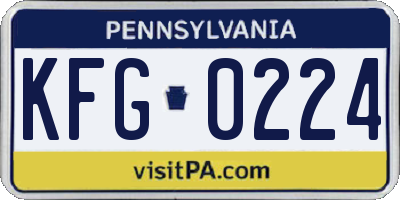 PA license plate KFG0224