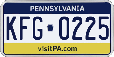 PA license plate KFG0225