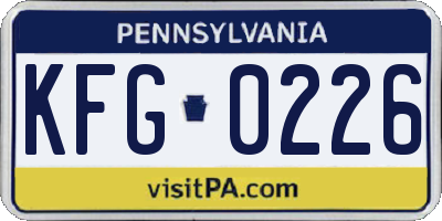PA license plate KFG0226