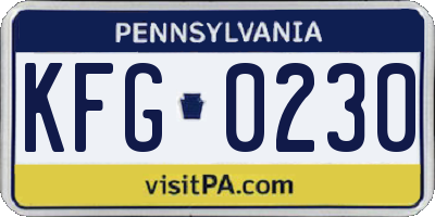 PA license plate KFG0230