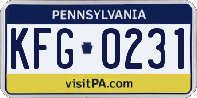 PA license plate KFG0231