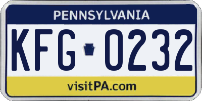PA license plate KFG0232