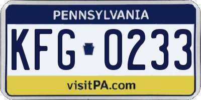 PA license plate KFG0233