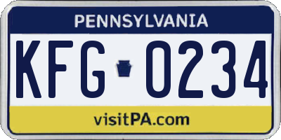 PA license plate KFG0234