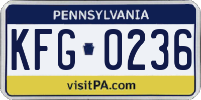 PA license plate KFG0236