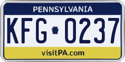 PA license plate KFG0237
