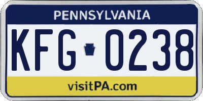 PA license plate KFG0238