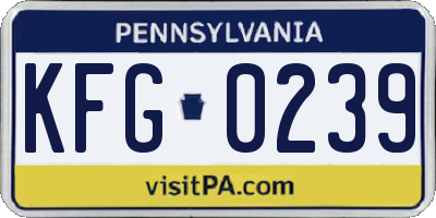 PA license plate KFG0239